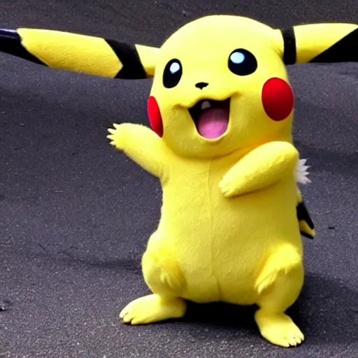 Prompt: Real life Pikachu using thunderbolt move, national geogra