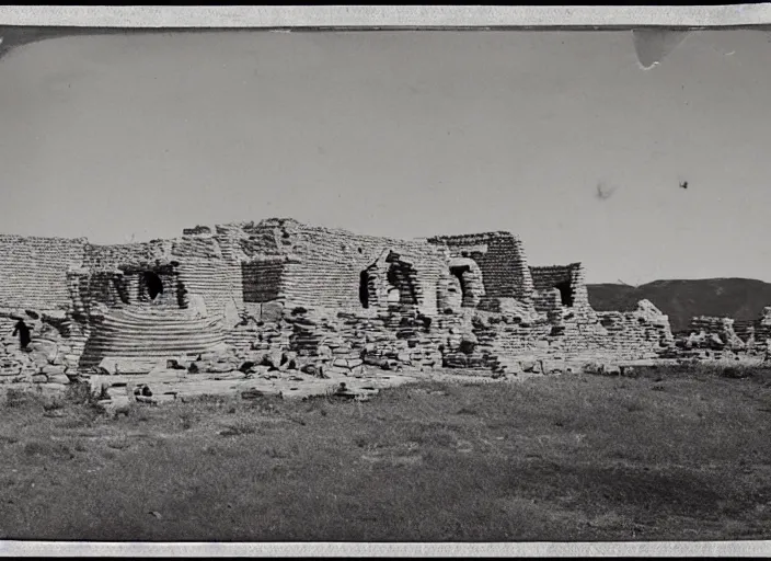 Image similar to antique photo of sprawling hopi pueblo ruins, albumen silver print, Smithsonian American Art Museum.