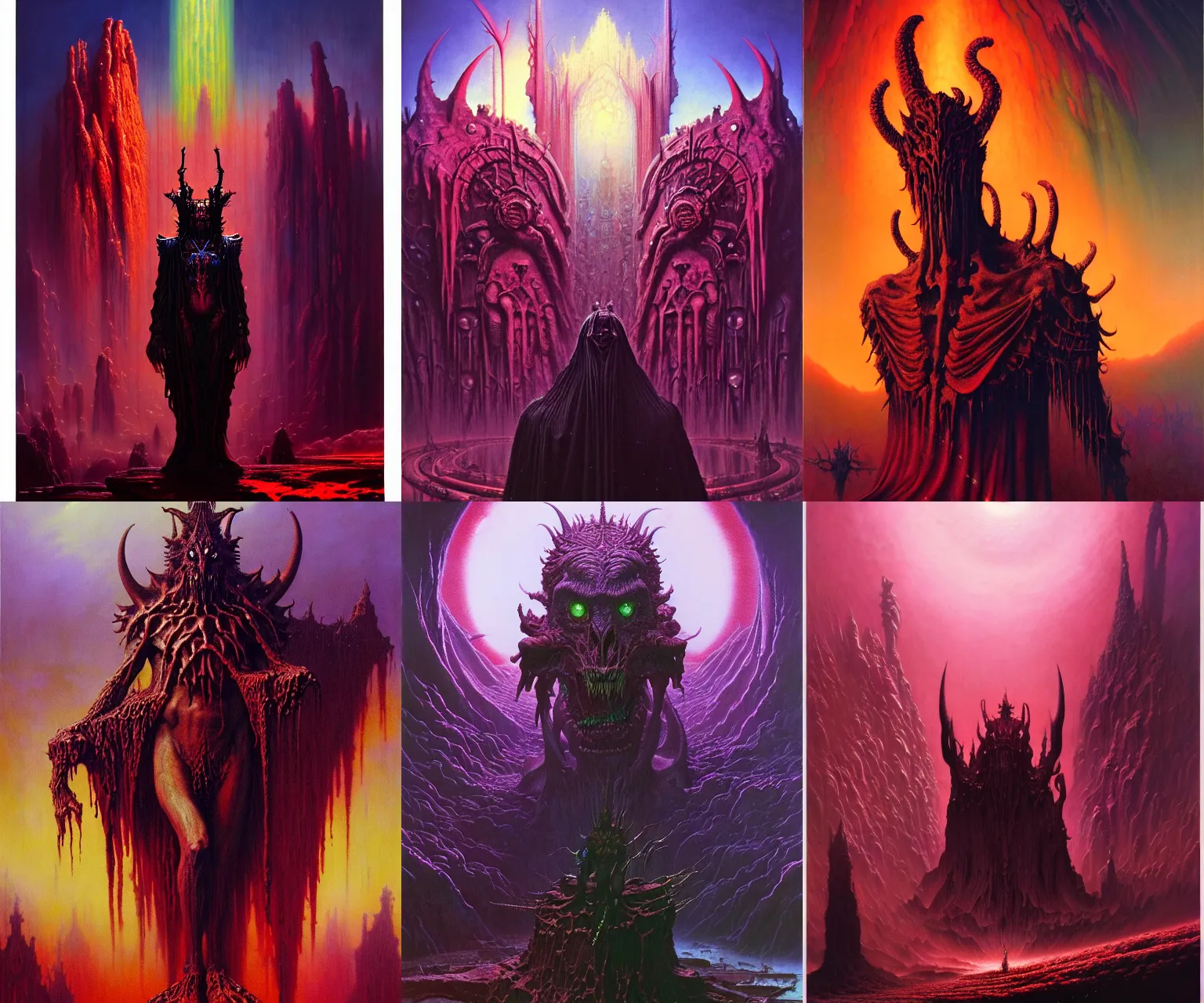 Prompt: A portrait of the colossal majestic mystical gothic degenerate demon, by Wayne Barlowe, by Paul Lehr, by Bruce Pennington, oil on canvas, masterpiece, trending on artstation, featured on pixiv, cinematic composition, beautiful lighting, sharp, details, details, hyper-detailed, no frames, 8K