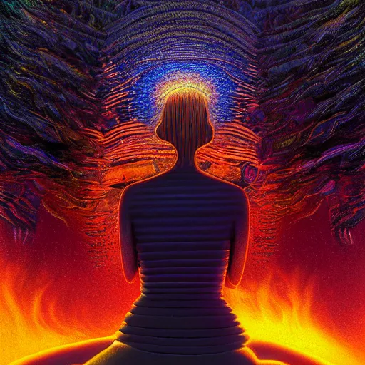 Prompt: oh god i don't know i am just tired. masterpiece. accidentally tripping on dmt and acid, psychedelic experience, overwhelming psychosis of self realization and burning awakening, ultra high definition, unreal engine 5, hyperrealism, masterpiece composition, by casey weldon, barclay shaw 8 k photorealistic