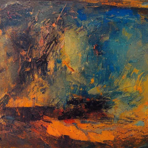 Image similar to oil paint impasto, beautiful under water scene, multi layered thick brush marks, some splattered paint, in the style frank auerbach and redon