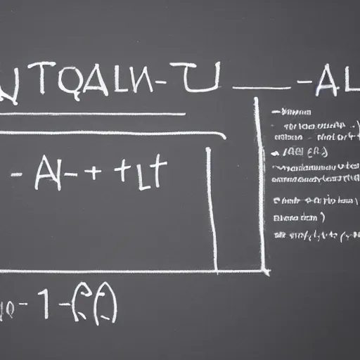 Prompt: the equation from the theory of all and functioning quantistic gravity theorem, written on a blackboard