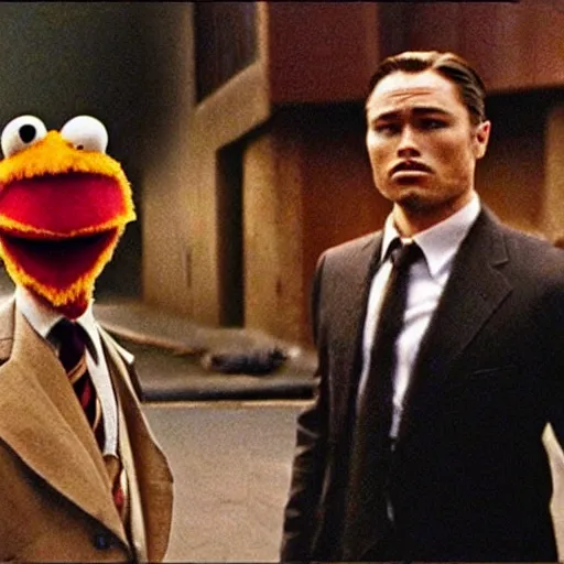 Prompt: a cinematic shot from the movie inception where all the characters are muppets