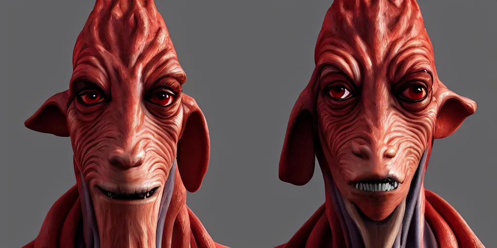 Image similar to jar jar binks as a sith lord, in the style of artstation, 4 k