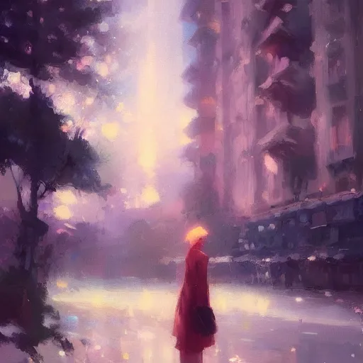 Image similar to very very very aesthetic cinematic stunning portrait of a woman in a serene environment by Antoine Blanchard and Makoto Shinkai, artstation, art deco, cinematic lighting, dreamlike