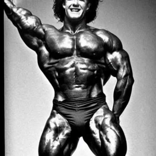 Image similar to Henry Spencer from Eraserhead as a jacked bodybuilder, gigachad