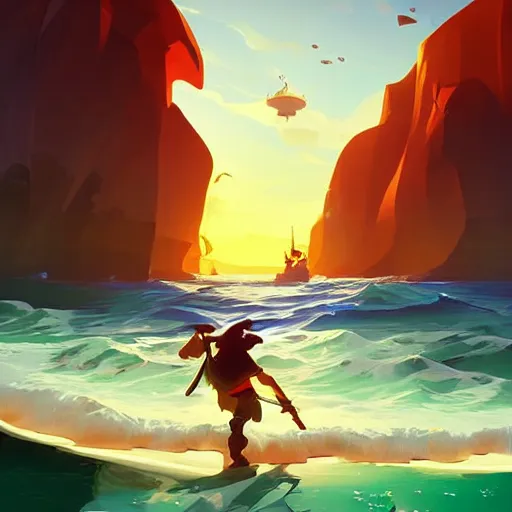 Image similar to painting treasure on sea of thieves game smooth median photoshop filter cutout vector, behance hd by jesper ejsing, by rhads, makoto shinkai and lois van baarle, ilya kuvshinov, rossdraws global illumination