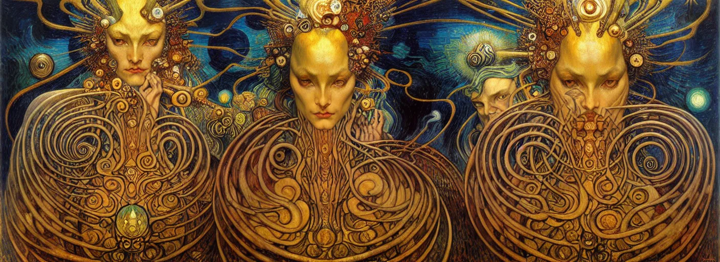 Image similar to Divine Chaos Engine by Karol Bak, Jean Delville, William Blake, Gustav Klimt, and Vincent Van Gogh, symbolist, visionary