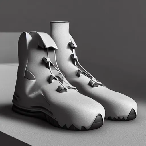 Image similar to A incredible one of a kind futuristic 3 dimensional boot, unreal engine, ambient occlusion, rtx raytracing, by kah__bane on instagram