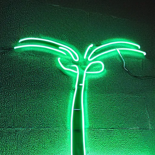 Prompt: a green neon light palm tree