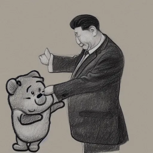 Image similar to drawing of xi jinping with the body of winnie the pooh and the head of xi jinping