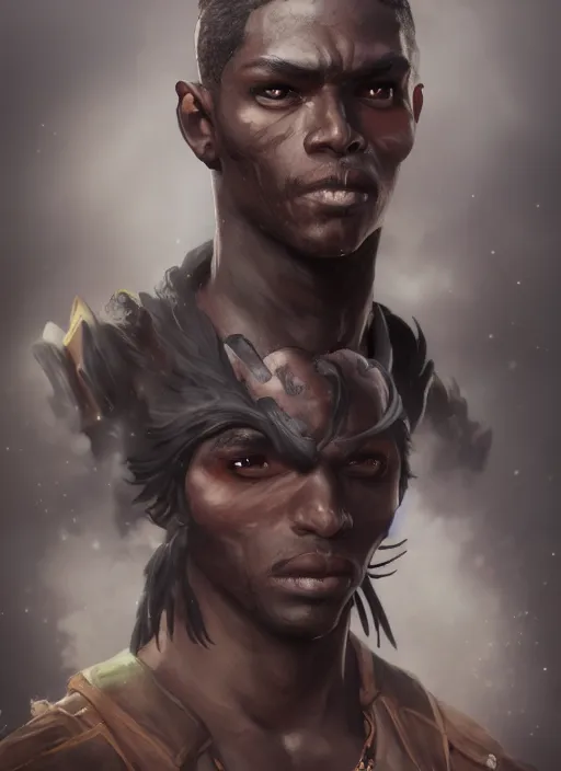 Prompt: An epic fantasy comic book style portrait painting of a skinny dark skinned thief who\'s good at martial arts, unreal 5, DAZ, hyperrealistic, octane render, cosplay, RPG portrait, dynamic lighting