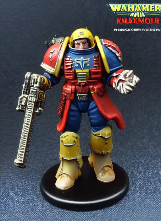 Prompt: 8 0 mm resin detailed miniature of warhammer 4 0 k elon musk space marine, product introduction photos, 4 k, full body,