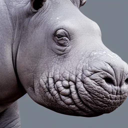 Prompt: grey hippo with goofy eyes, profile picture, hd