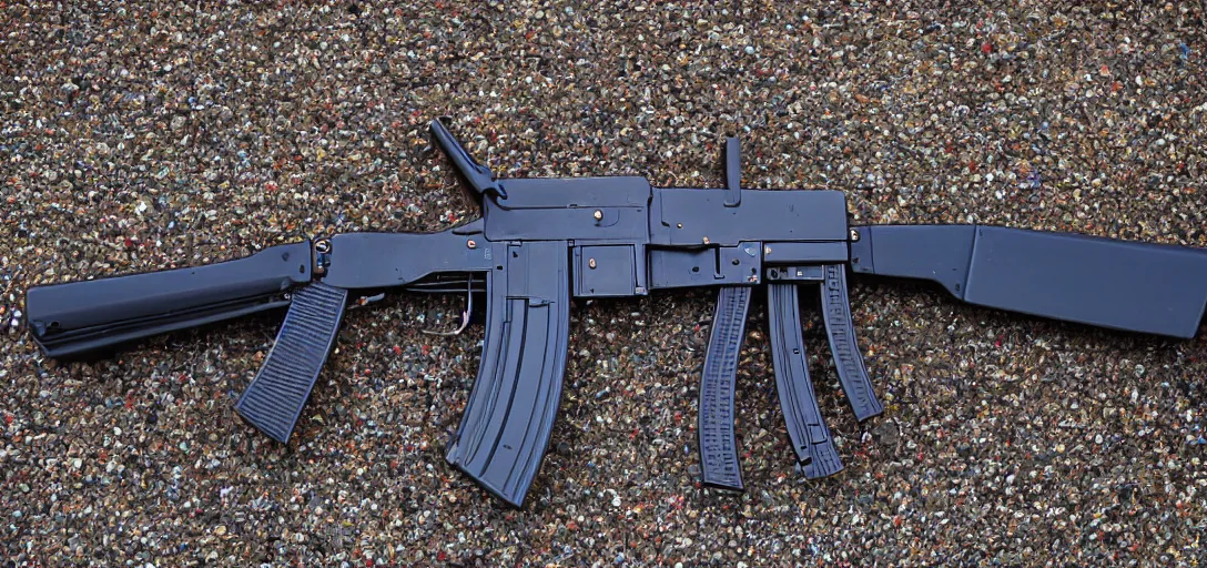 Image similar to ak-47 in style of Campbell Addy, 35mm