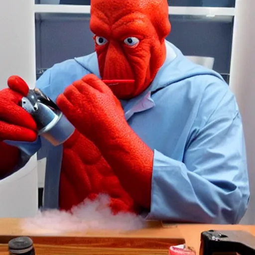 Prompt: doctor John a zoidberg juicing up his claws for a fight