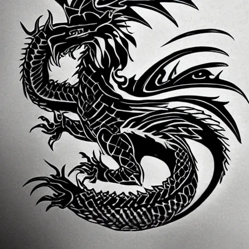 Image similar to simple anime manga full color dragon!! Emerald and obsidian dragon, forearm tattoo, tattoo