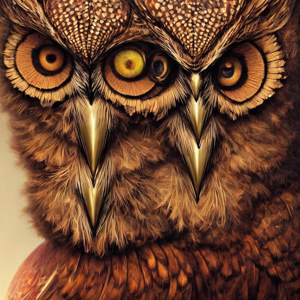 Image similar to a ultradetailed beautiful concept art of a an intricate wooden mask of an owl painted with beautiful colors, but the mask hide some dark secret, photorealism, ome reflexion in eyes, sharp details, volumetric light, high resolution 4 k, by tom bagshaw, greg rutkowski, charli bowater and artgeem