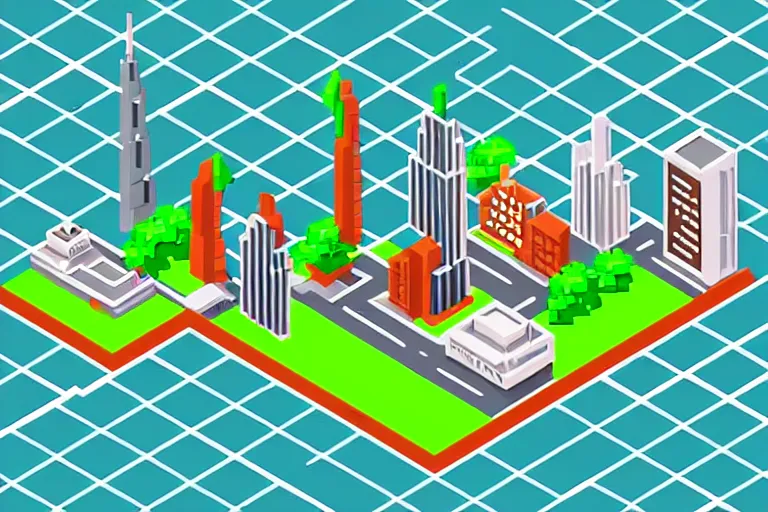 Image similar to isometric stylized pixel city, eboy, pixel art