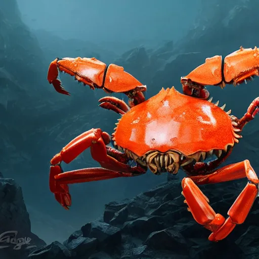 Image similar to giant crab without a exoskeleton, digital art, octane render, unreal engine 5, trending on artstation, highly detailed, 8k UHD, artgerm