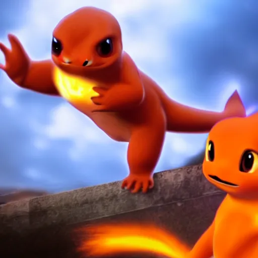Prompt: charmander as a human man, movie still, cinematic, photorealistic, extreme detail, sharp focus, 8 k, intricate, hyper detailed, realistic, cinematic lighting