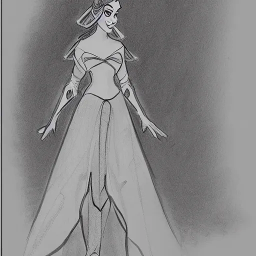 Image similar to milt kahl sketch of victoria justice as princess padme from star wars