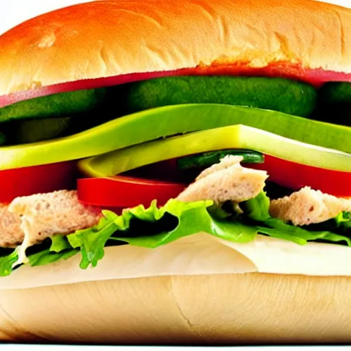 Image similar to promotional shot of the new frog sandwich from subway,