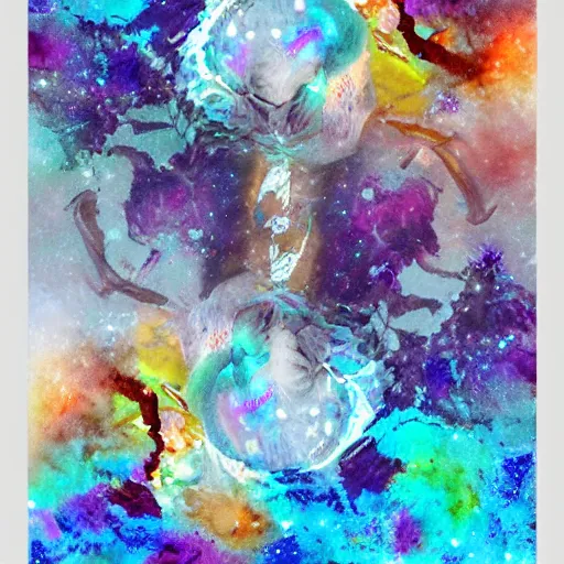 Prompt: frosted astral glacial scarves watercolor artwork confirmed orb