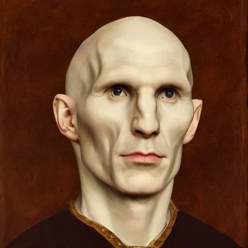 Image similar to a renaissance style portrait painting of Voldemort