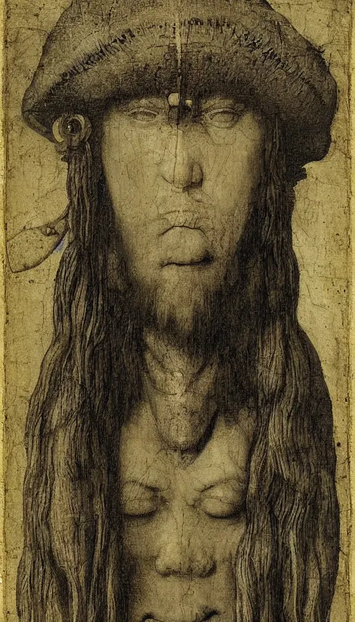 Image similar to portrait of a digital shaman, by leonardo da vinci