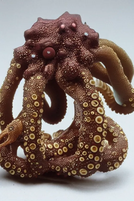 Image similar to caterpiller octopus kaiju action figure, vintage, 1980s