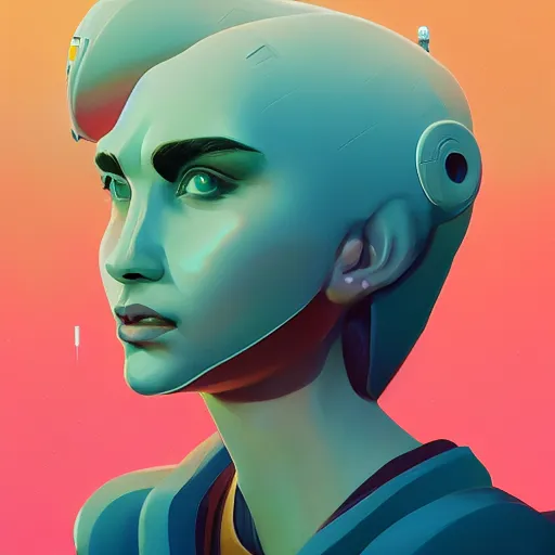 Image similar to A stunning profile of a symmetrical girl Simon Stalenhag, Trending on Artstation, 8K