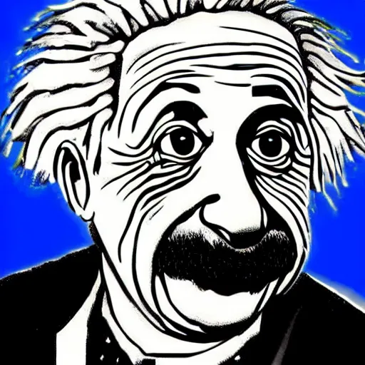 Image similar to albert einstein as cartoon charakter, in the style of the midnight gospel