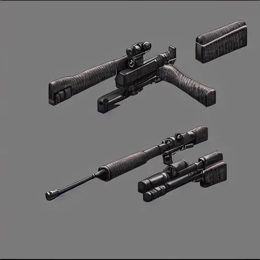 Image similar to isometric concept art of sniper gun that look like a toy