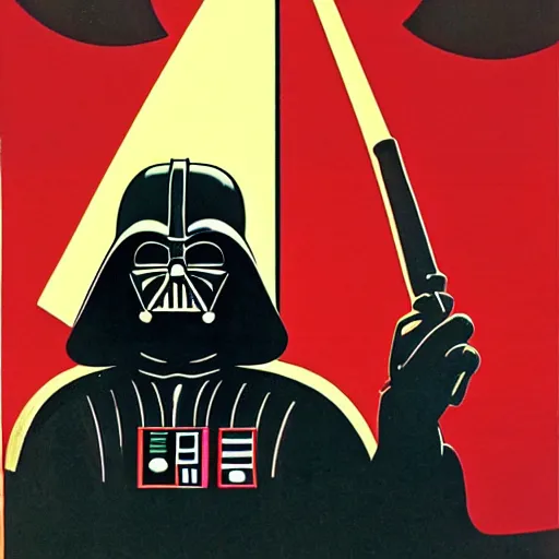 Image similar to darth vader, soviet propaganda poster