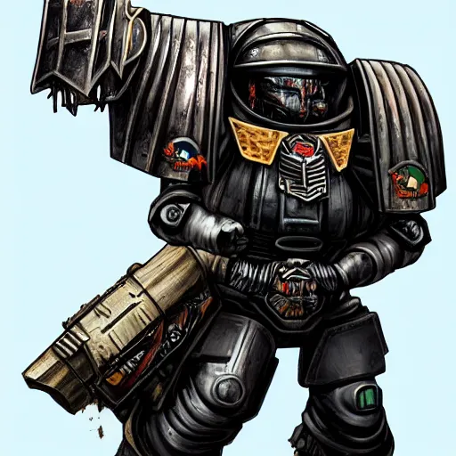 Image similar to sebastian linus linus tech tips wearing warhammer space marine armor art 4 k deviantart artstation dynamic pose no helmet