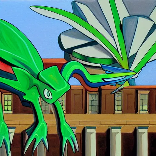 Prompt: a painting of sceptile by ricardo bofill