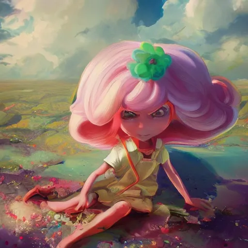 Image similar to painted portrait of a strawberry shortcake, fantastically pastel colors, octane render, matte painting concept art, official fanart behance hd artstation by jesper elsing, by rhads and makoto shinkai and lois van baarle and ilya kuvshinov and rossdraws