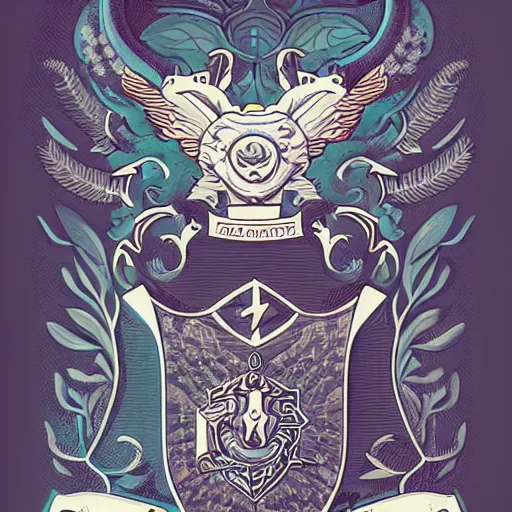 Prompt: devon rex family crest with macbook, style of kilian eng, light, high fantasy, illustration, tattoo