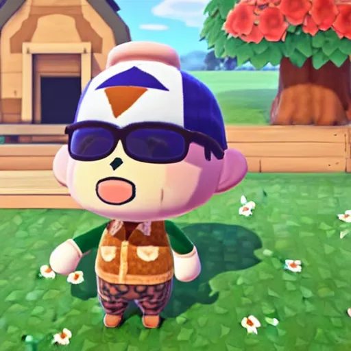 Prompt: drake the rapper in animal crossing