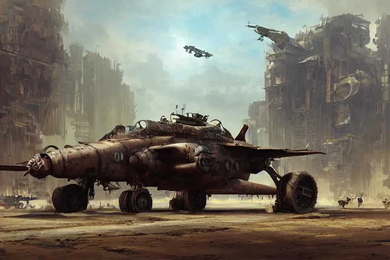 Image similar to A steampunk A10 warthog, mattepainting by Greg Rutkowski Raphael Lacoste and John Berkey, realistic, raytracing, trending on Artstation