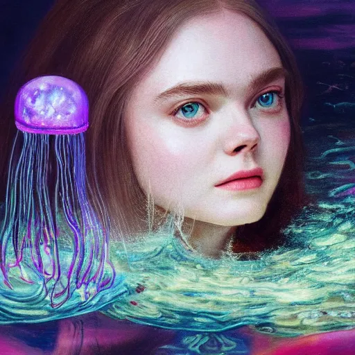 portrait of a elle fanning underwater surrounded by | Stable Diffusion ...