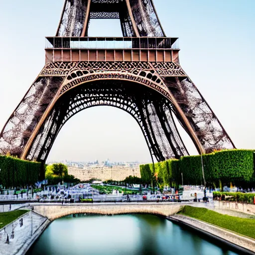 Prompt: eiffel tower constructed out of white marble, beautiful, stunning, coherent, landscape photo, realistic