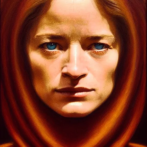 Prompt: cinematic portrait : (subject= 'young Charlotte Rampling' + subject detail= only head and chest, intricate, desaturated, in the style of Tim Hildebrandt and Wayne Barlowe and Bruce Pennington and donato giancola and larry elmore and maxfield parrish and Moebius and Thomas Ehretsmann), oil on canvas, gouache painting, masterpiece, trending on artstation, cinematic composition, dramatic pose, volumetric lighting, sharp, details, hyper-detailed, HD, 4K, 8K