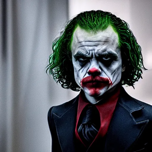 Image similar to stunning awe inspiring peter dinklage as the joker, movie still 8 k hdr atmospheric lighting