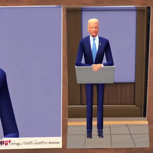 Image similar to joe biden as a sims 4 character