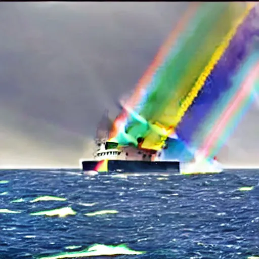 Image similar to the sinking of the rainbow warrior by the dastardly mustache twirling french