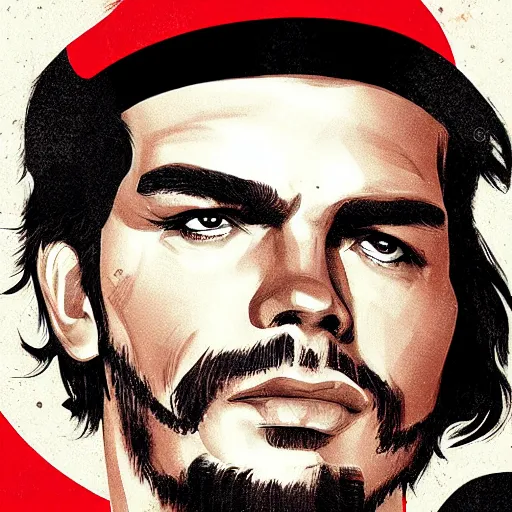 Prompt: che guevara by wlop and ross tran, illustration, in the style of guerrillero heroico, high quality