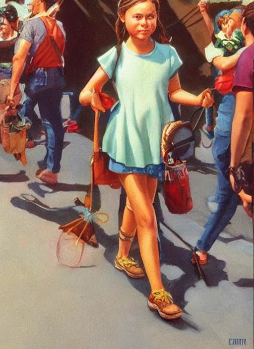 Image similar to greta thunberg, artwork by earl norem, detailed digital art, trending on Artstation