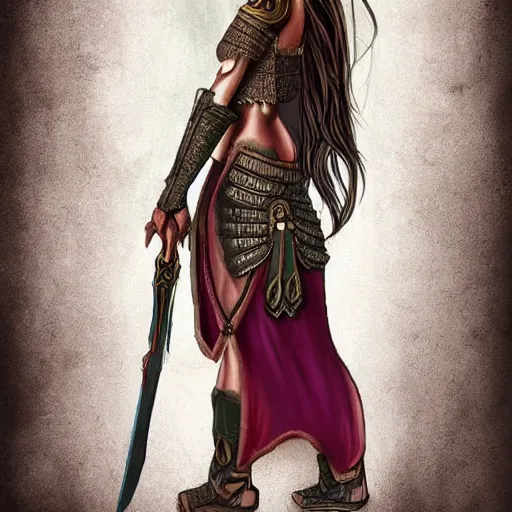 Image similar to digital art of a beautiful warrior princess. Full length, detailed, artststion